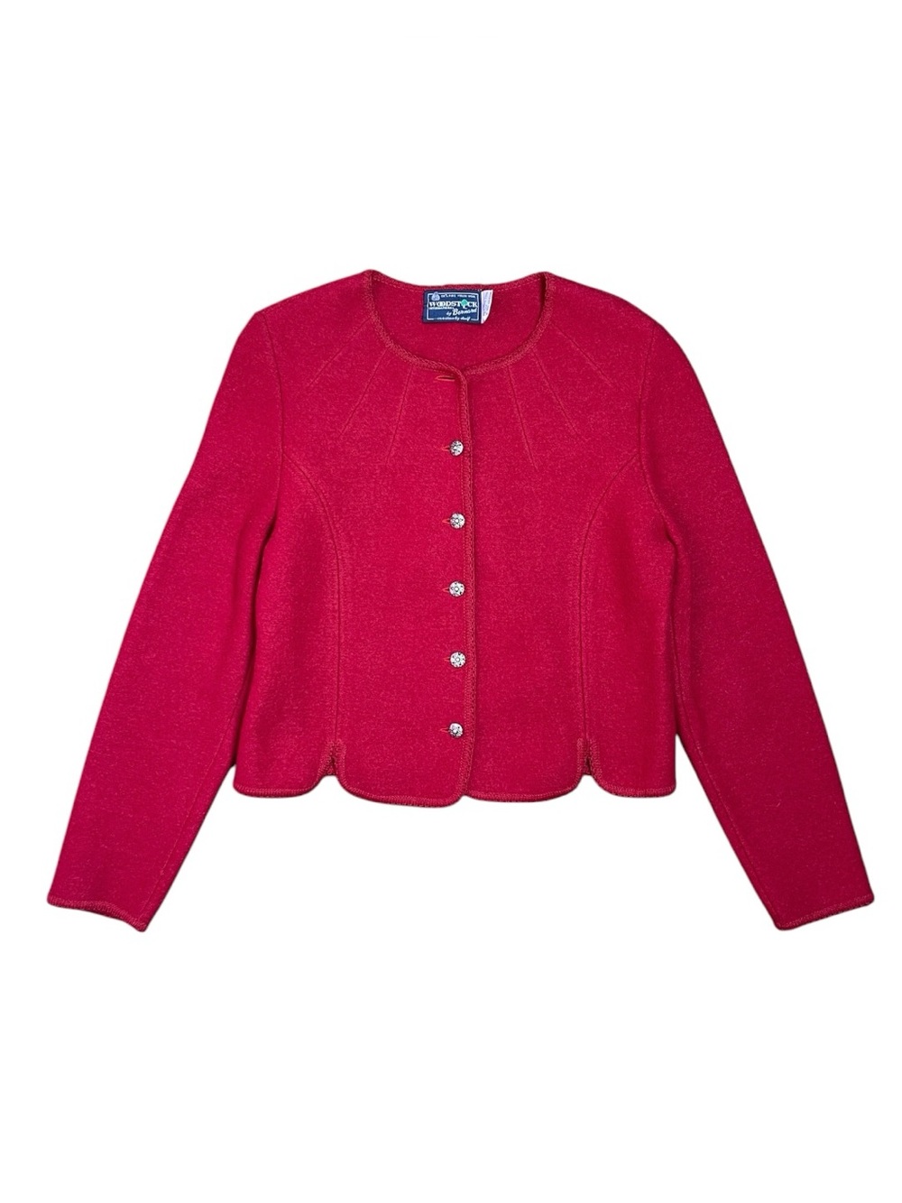 Vintage Woodstock by Bernard Wool Cardigan Women's 38 M/L Red Gold Buttons